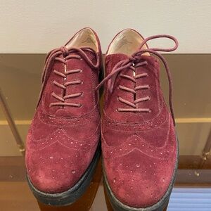 Suede Nine West Burgundy sneakers in size 6; in great condition